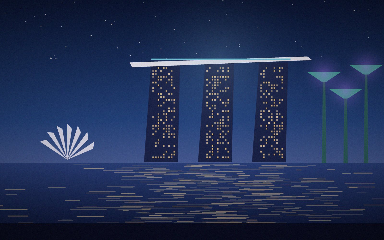 Illustratie: Marina Bay Sands bij nacht