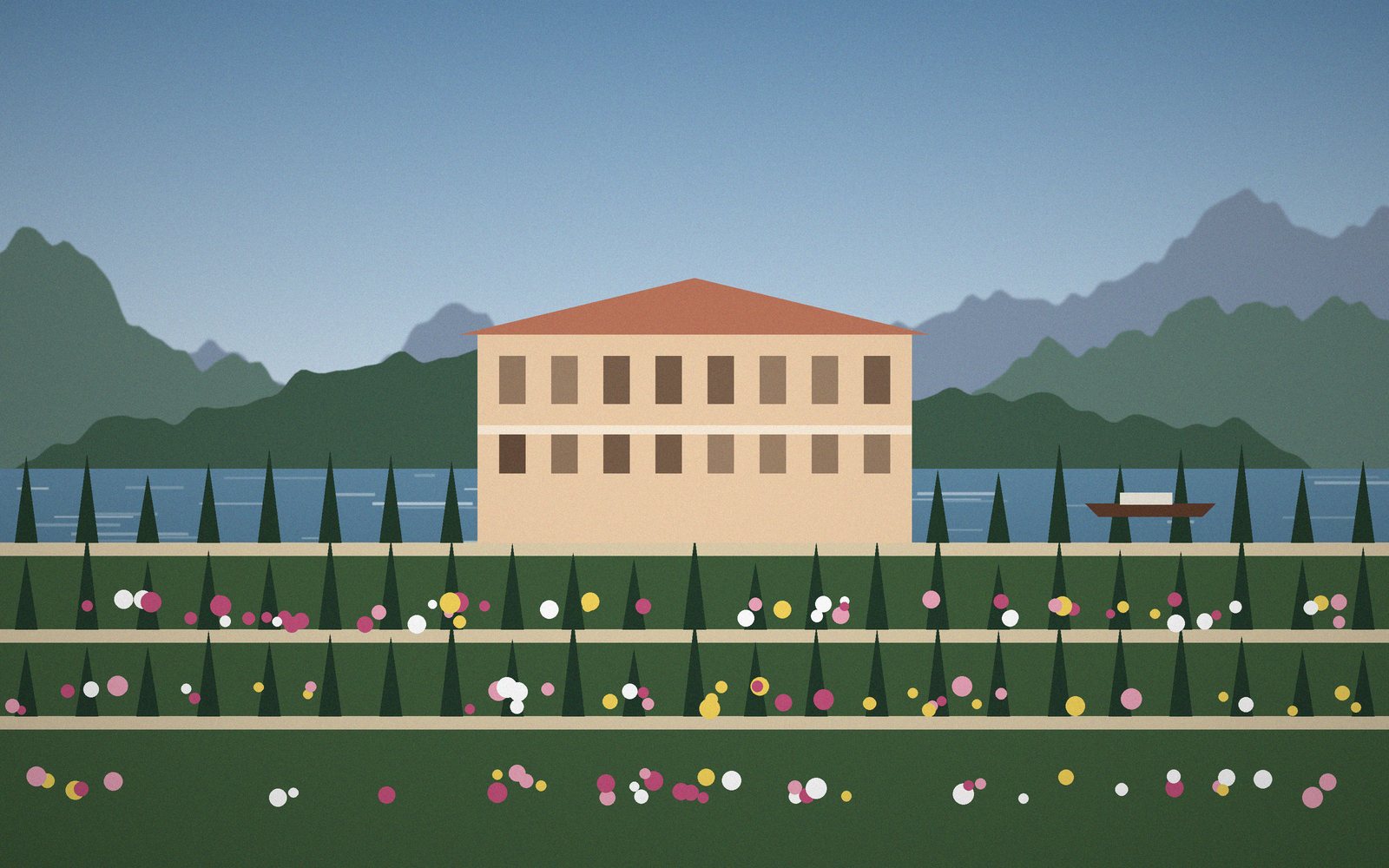 Illustratie: een villa boven het Comomeer
